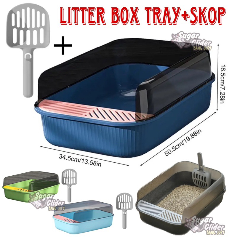 CAT LITTER BOX TRAY PLUS + SEKOP UK XL BAK PASIR BARU PLUS SEROKAN SKOP TRAY KUCING TOFU BAK PASIR