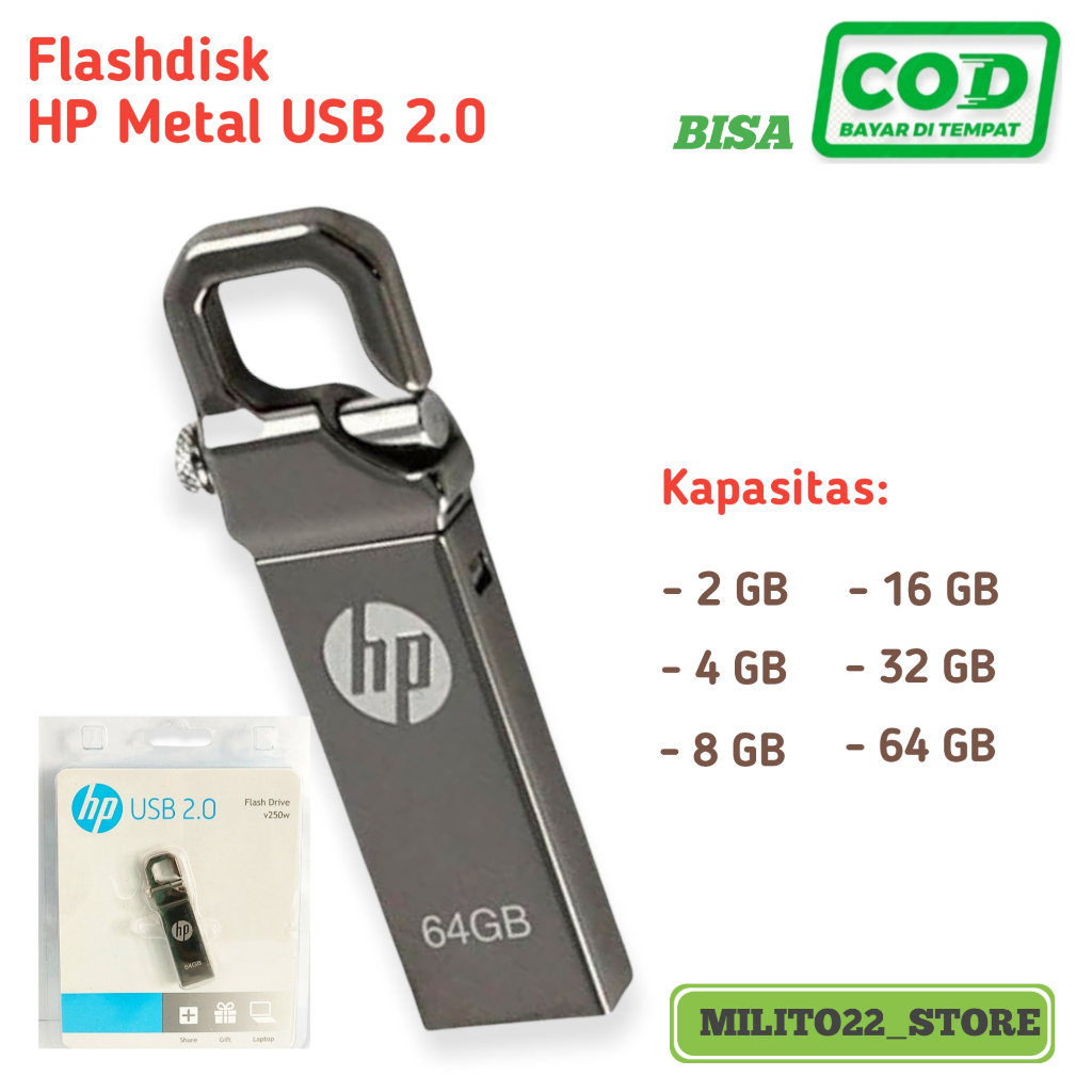 Flashdisk HP Metal / USB HP Besi 128gb / 64gb / 32gb / 16gb / 8gb / 4gb / 2gb Flash Drive USB 2.0