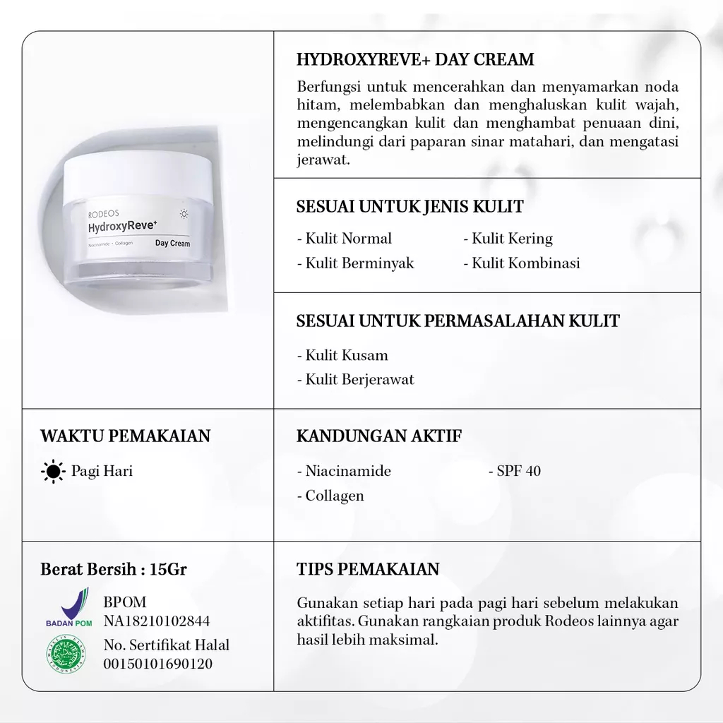 RODEOS HydroxyReve+ Day Cream Niacinamide Collagen 14gr