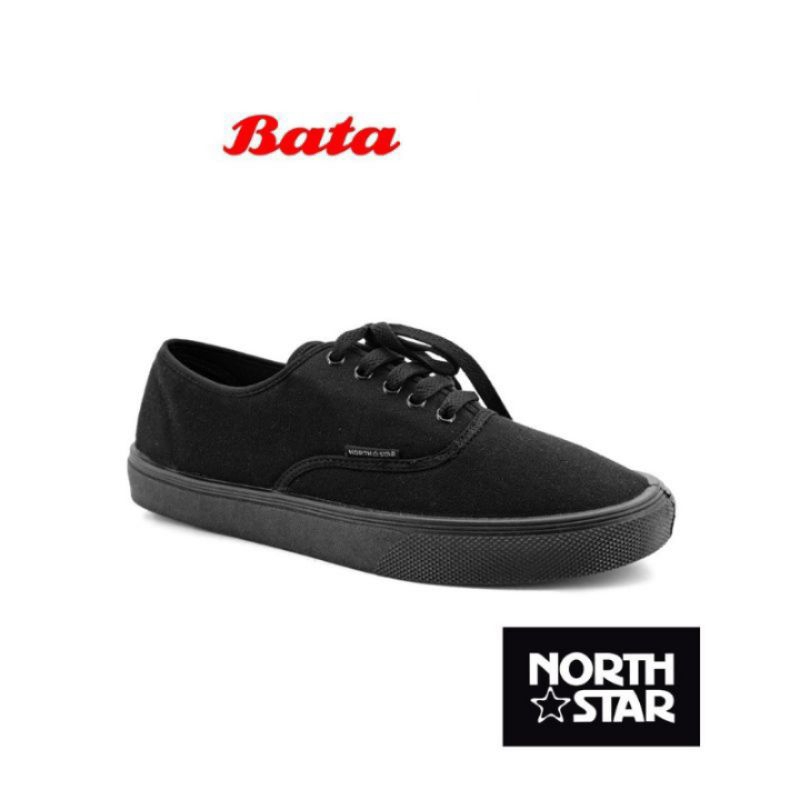 North Star Sepatu Sneakers Tali Full Black Original Bata 8896636