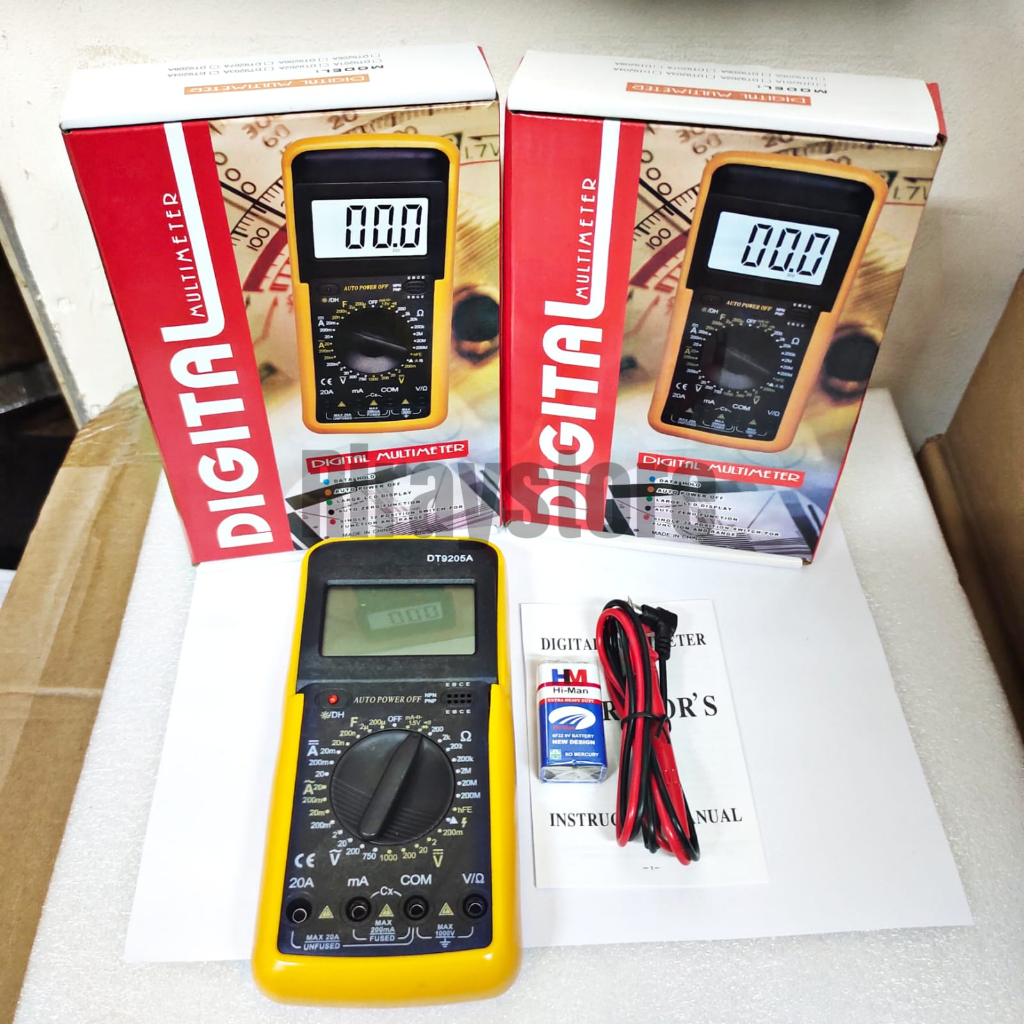 Multimeter digital DT-9205A Multimeter Avometer Multitester Digital DC/AC I Plus Batre