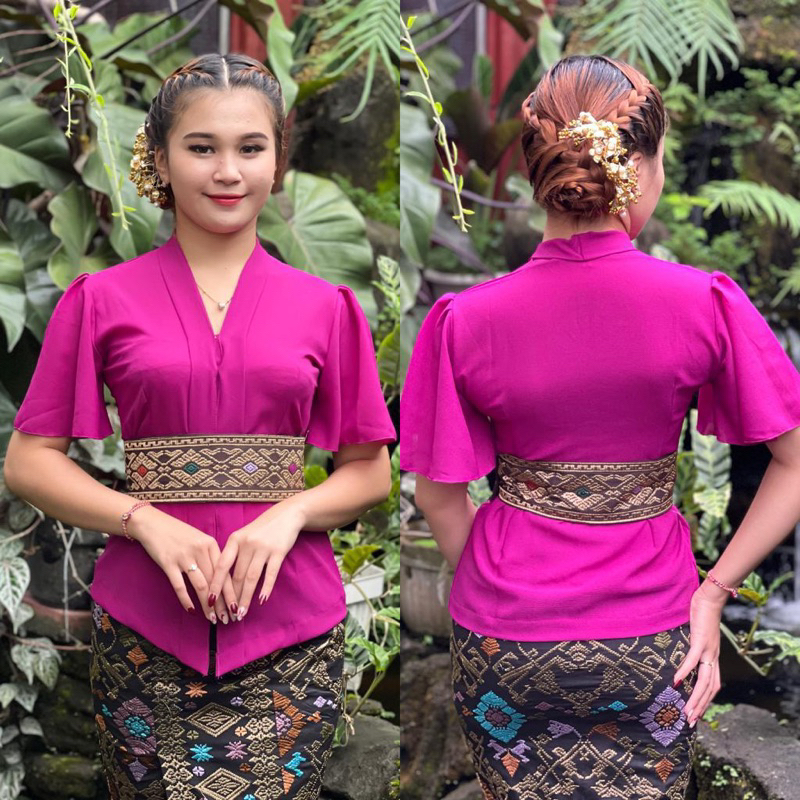 kebaya Kartini lengan rumbai kupu - kebaya polos modern