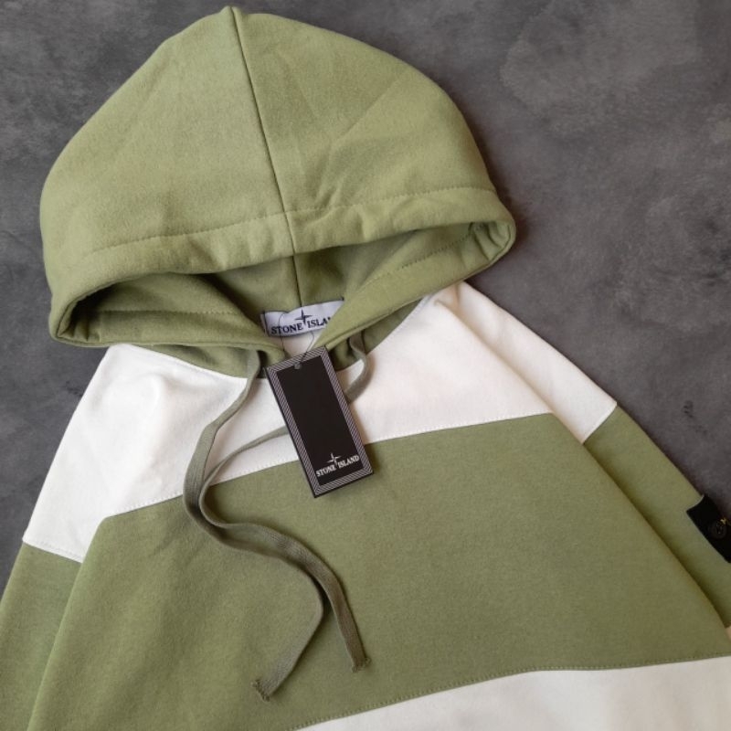 HOODIE JAKET SWEATER STONE ISLAND STRIPE SAGE FULLTAG &amp; LABEL