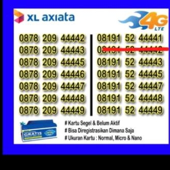 Nomor Cantik Perdana XL Axiata 4G LTE " 9999"