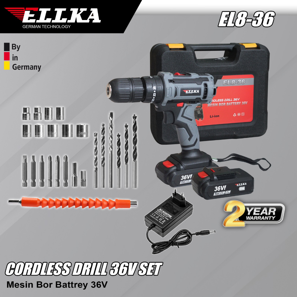 Promo Mesin Bor Cordless 12v Cordless Drill 36v Bor Tanpa Kabel 2 Batrai Bor Charger Komplit