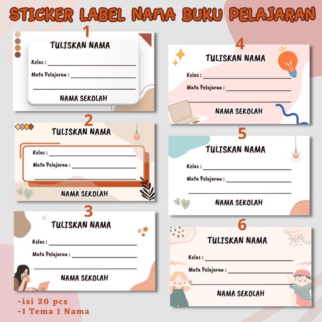 

STICKER/STIKER LABEL NAMA BUKU PELAJARAN COSTUM MURAH