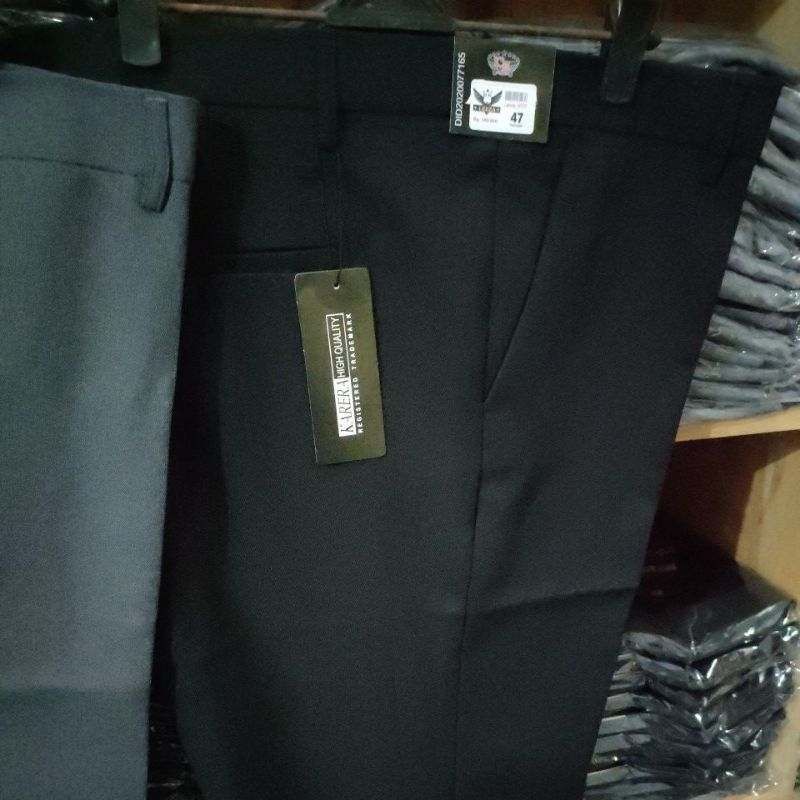 Leeza_9181 Celana Formal Celana Kantor Slimfit Jumbo Pria Hitam &amp; Abu tua (42 - 48)