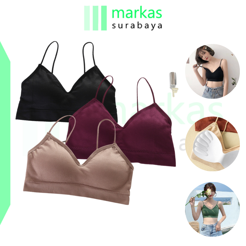 MARKAS BRA539 Bra Wanita Tanpa Kawat Bahan Halus Pakaian Dalam bralette Push Up Elastis
