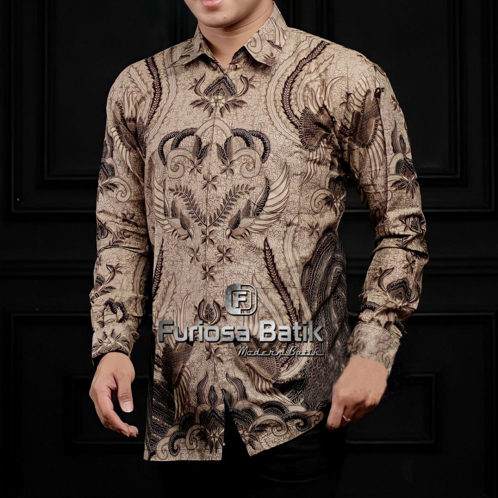 FURIOSA BATIK JOKOWI WAYANG Kemeja Batik Pria Modern Lengan Panjang UKURAN M L XL XXL