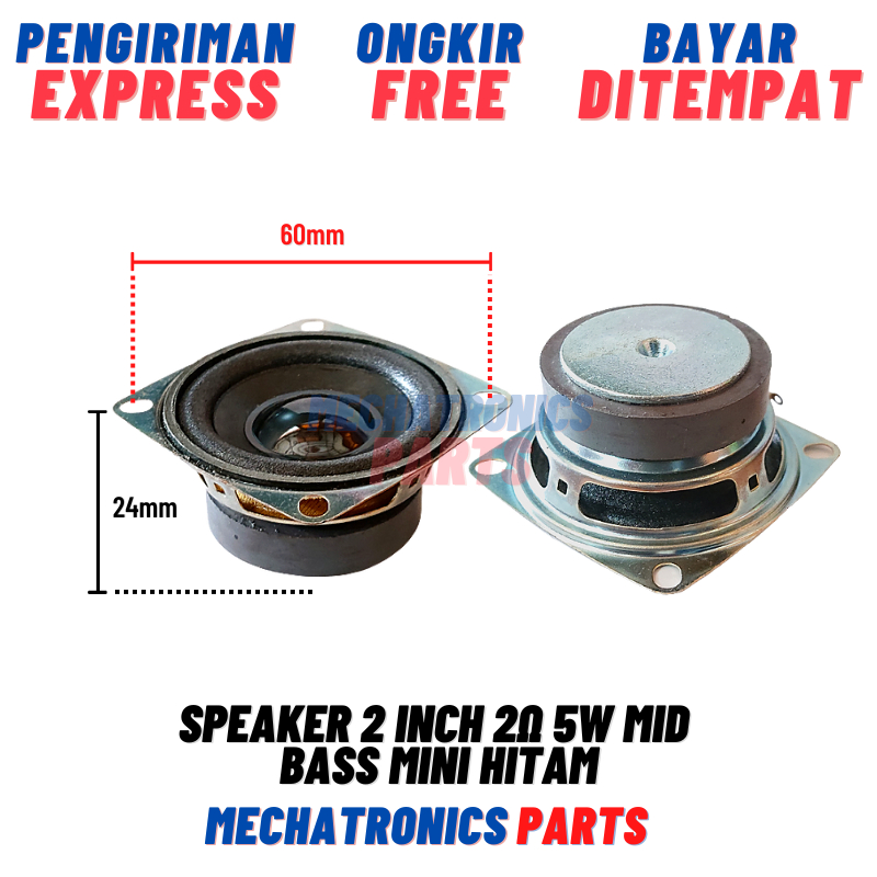 Speaker 2 Inch 2Ω 5W Mid Bass Mini Hitam 2 Ohm 2in 2&quot; HIFI High Power