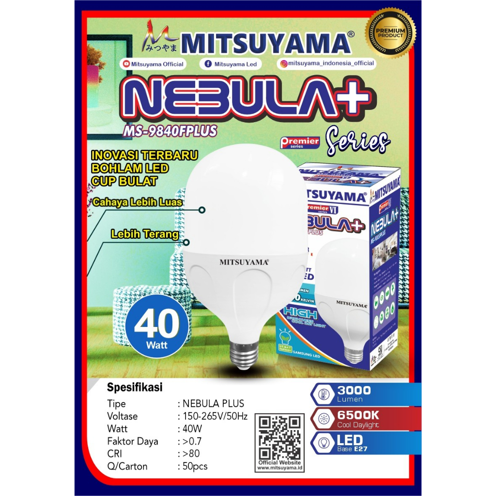 LAMPU LED 40 WATT BOHLAM MITSUYAMA NEBULA PLUS BOHLAM 40watt LED BULB  40 WATT