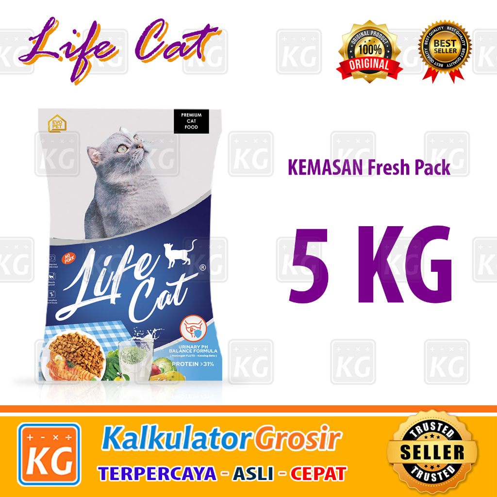 Makanan Kucing 5Kg Adult and Kitten Freshpack / Dewasa Dan Anak Life Cat Fresh Pack 5 kg Kering Dry