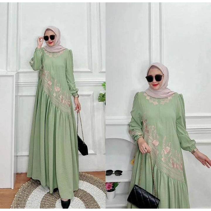 GAMIS WANITA VENSA DRESS CRINKLE ARIFLOW APLIKASI BORDIR LD 110 CM PB 138 CM PT 56 CM BISA UNTUK BUSUI GAMIS WANITA TERBARU 2023 KEKINIAN / DRESS WANITA FASHION MUSLIM / MAXI DRESS JUMBO / PAKAIAN MUSLIM WANITA / GAMIS HITAM MODEL TERBARU