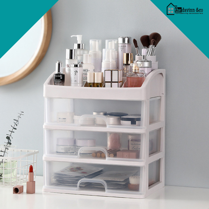 Rak Kosmetik Minimalis Rak Penyimpanan Make Up  Aksesoris Mini 3 Laci Kosmetik susun Minimalis portable make up storage box serbaguna estetik  kotak tempat kosmetik kecantikan penyimpanan murah aesthetic  desk mini drawer organizer multifungsi serbaguna