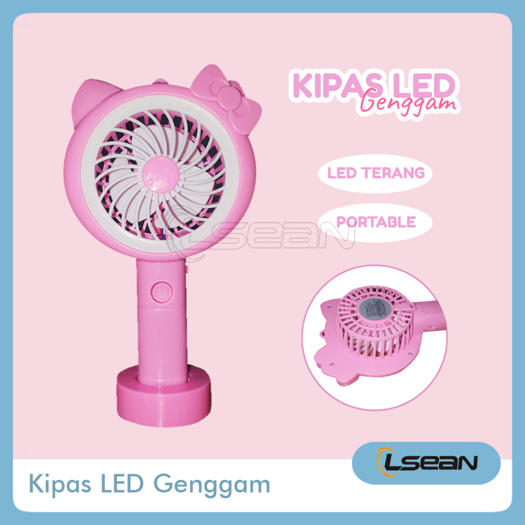 KIPAS GENGGAM LED BULAT KARAKTER KARTUN LUCU MINI USB RECHARGEABLE