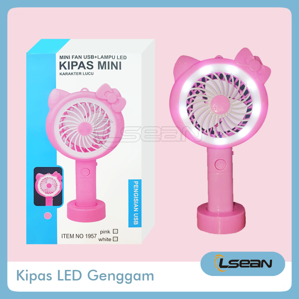 KIPAS GENGGAM LED BULAT KARAKTER KARTUN LUCU MINI USB RECHARGEABLE