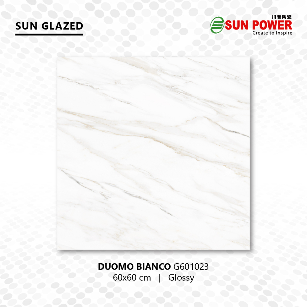 Keramik Lantai Body Putih Glossy - Duomo Bianco 60x60 | Sun Power