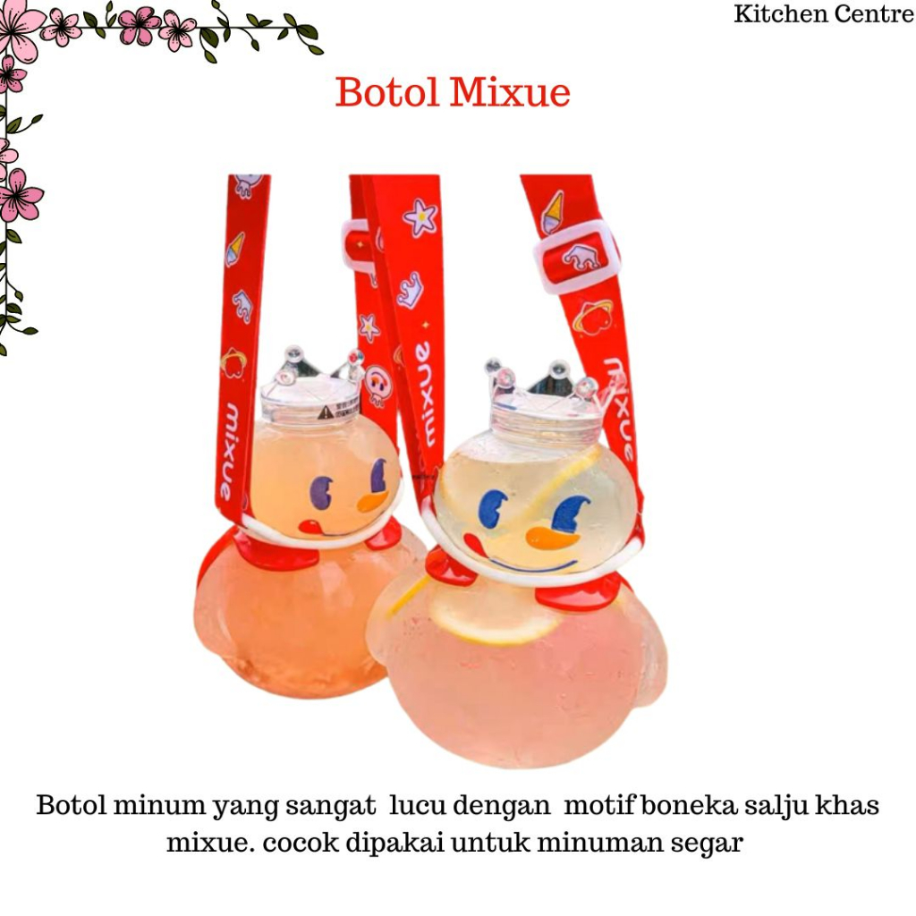 Botol Minum plastik tumblr MIXUE wang 700ml Tempat Minum Lucu Unik Sudah termasuk Tali