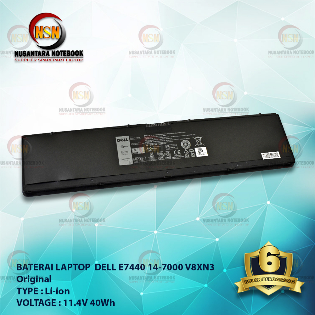 Baterai DELL ORI E7440 14-7000 V8XN3 11.1V 40Wh