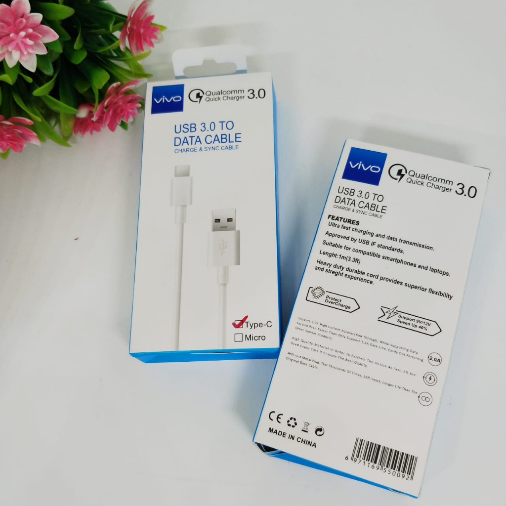 KABEL DATA VIVO V25Pro 80W FAST CHARGING QC3.0 MICRO /  TYPE C FOR ANDROID SMARTPHONE KABEL CASAN HP GADGET ISI DAYA CEPAT PROMO SEN