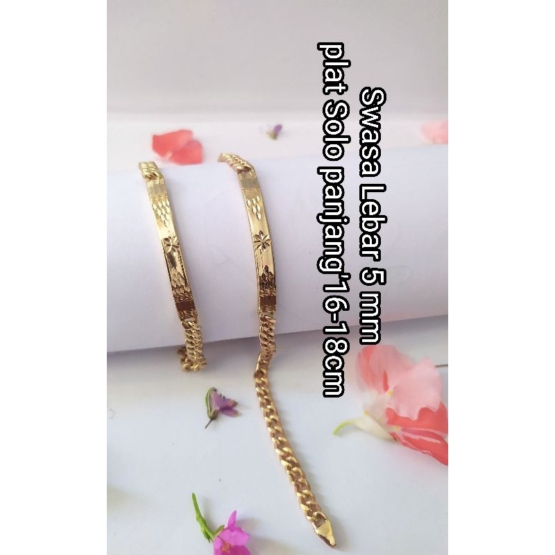 Gelang Swasa Dewasa model rantai plat SOLO (Satu)lebar 5 mm