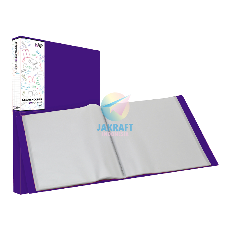 

(1 Pcs) Map Clear Holder Folio F4 FC isi 40 Display Book Ungu Purple Document Keeper Tebal