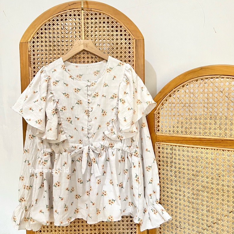 (BISA COD) NAMY BLOUSE CRINKLE VINTAGE KOREANLOOK BY SHEMANGAT ID