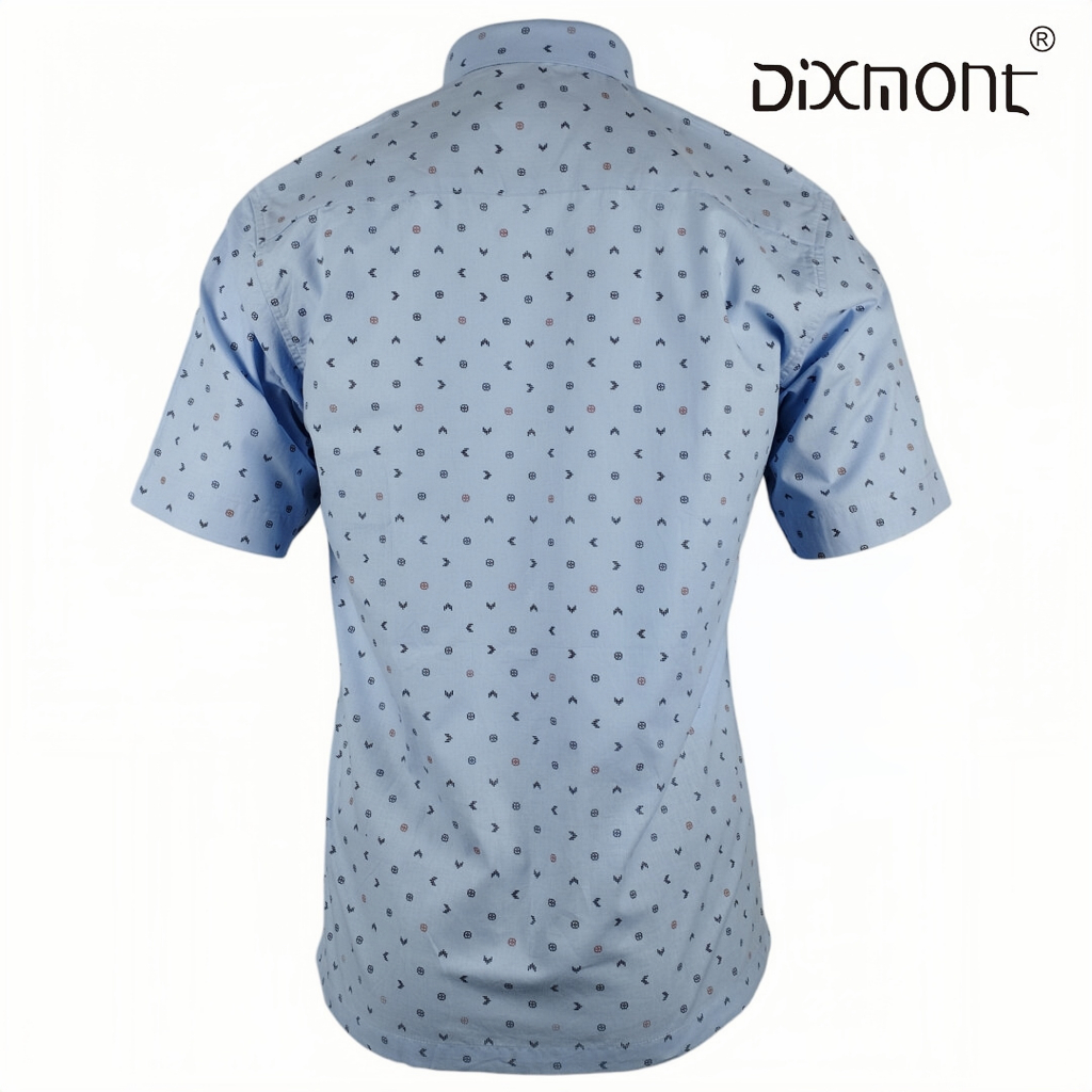 Dixmont Kemeja Pria Basic Formal Motif Lengan Pendek Hem MS01123