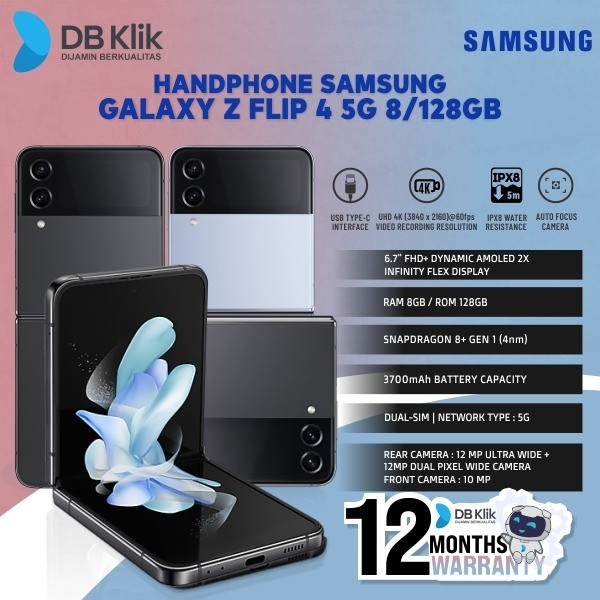 Handphone SAMSUNG GALAXY Z FLIP 4 5G 8/128GB Garansi Resmi