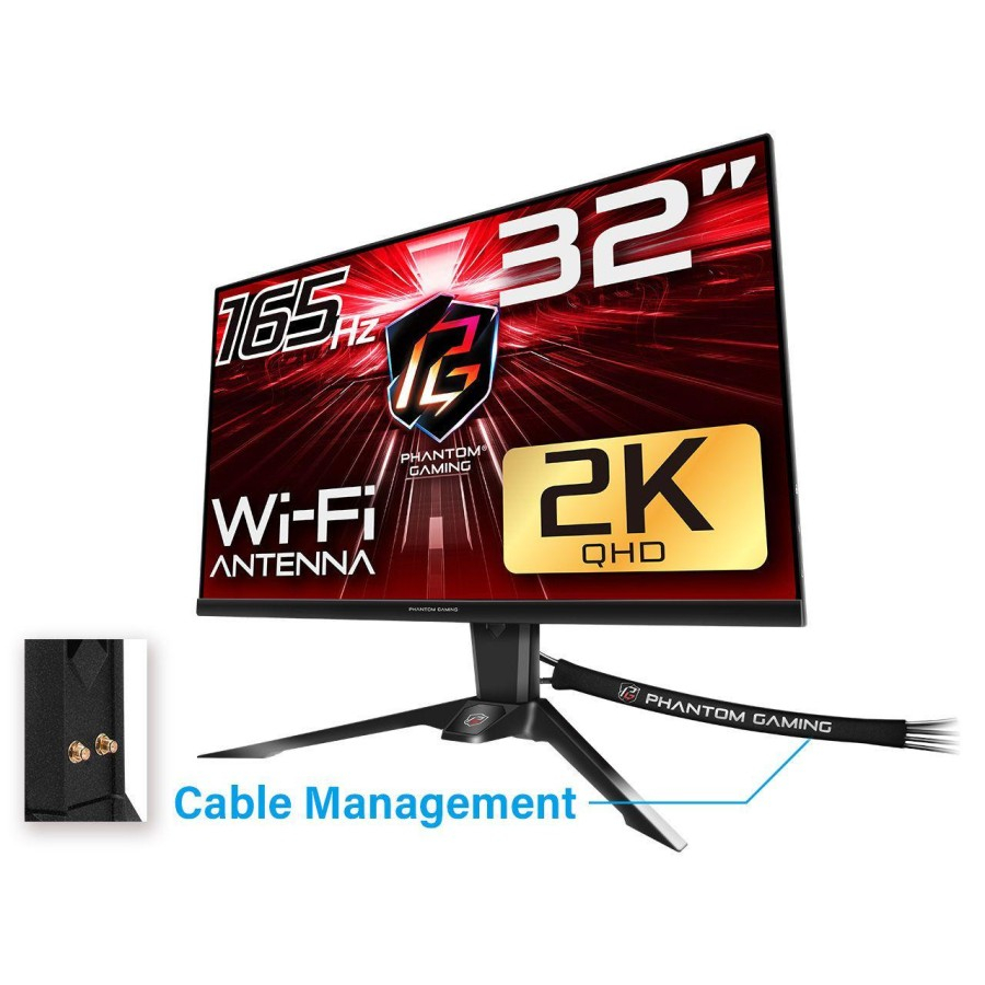 Monitor ASRock PG32QF2B 32&quot; QHD VA 165Hz 1ms Built-in Speakers HDR400