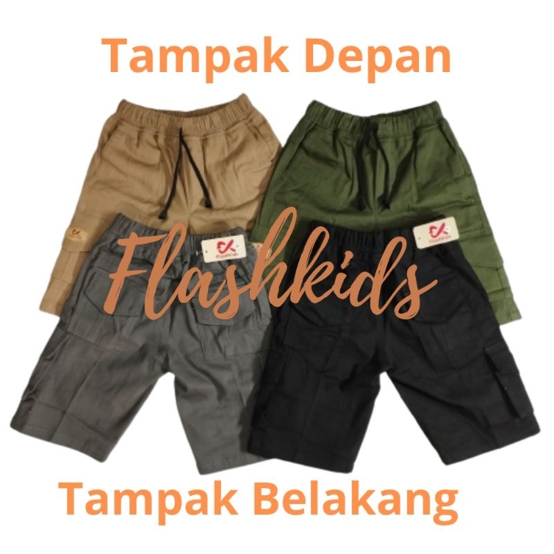 Flashkids Celana Anak Cargo Pendek 2-10 Tahun Stretch