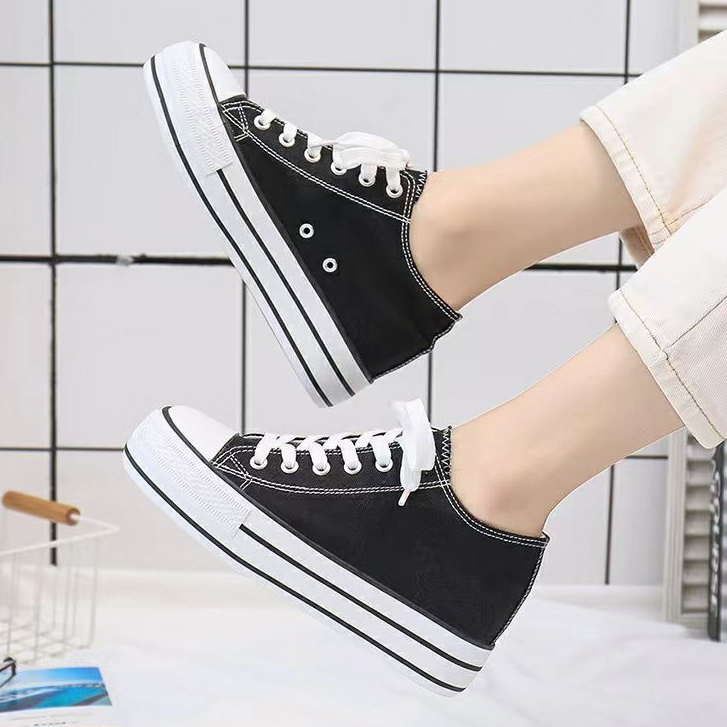 8.8 GA0591 SEPATU WEDGES WANITA KOREA BAHAN KANVAS ASLI IMPORT FASHION STYLIST BEST QUALITY P8056