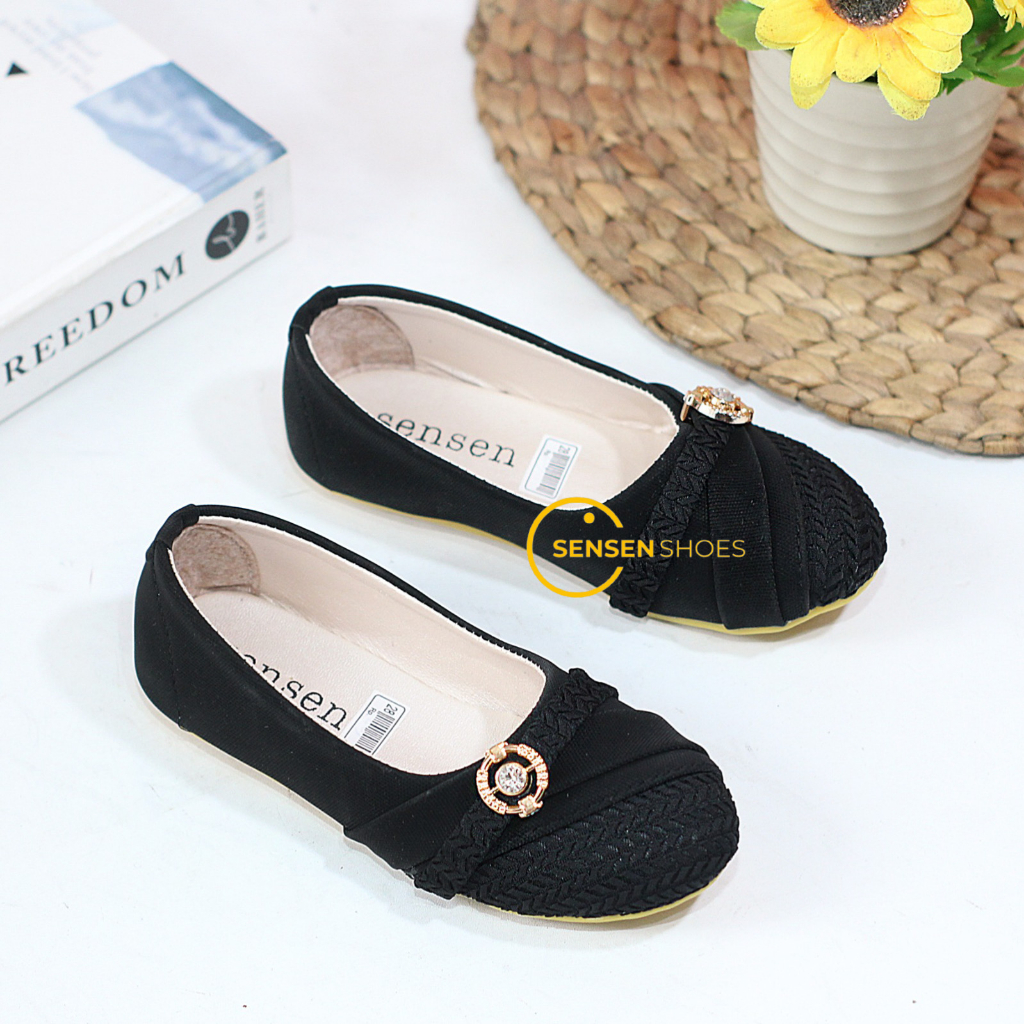 Sepatu Balet Anak Perempuan Mutiara Flatshoes Sol Karet Slip On Anti Licin