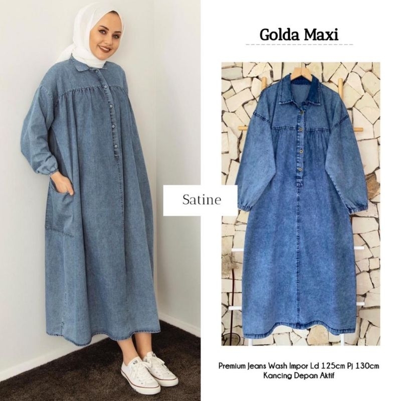 100% ORI Golda maxi jeans | Byanca midi dress jumbo | ld130 pb120 jeans original. fit xxxl | golda j