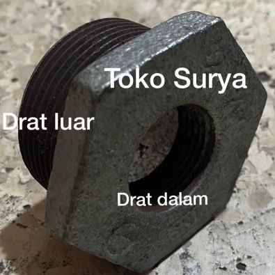 VERLOP RING BESI drat luar 2" x 11/2" dstnya - x drat dalam 11/2" x drat dalam 11/4" x drat dalam 1"