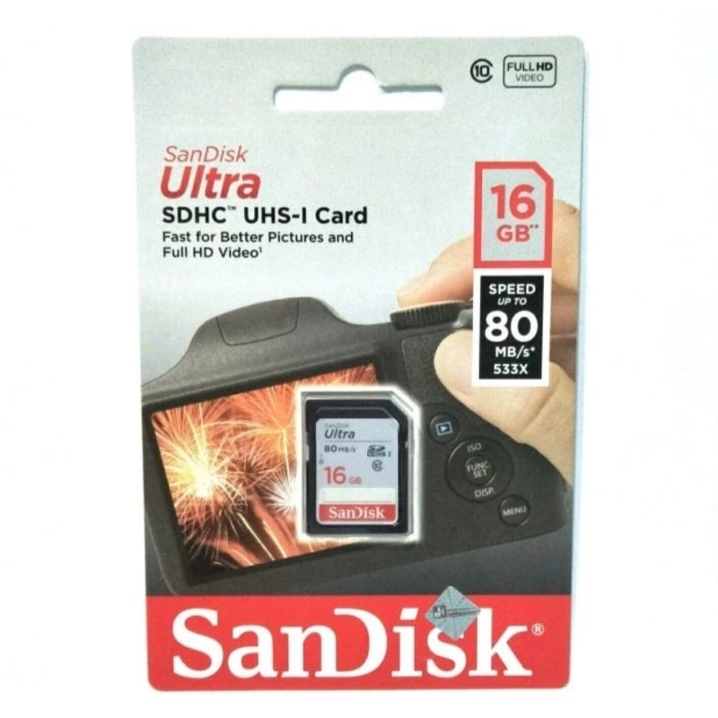 SANDISK SDCARD ULTRA SDHC 16GB 80Mbps Class 10 SD CARD 16GB 80mb/s