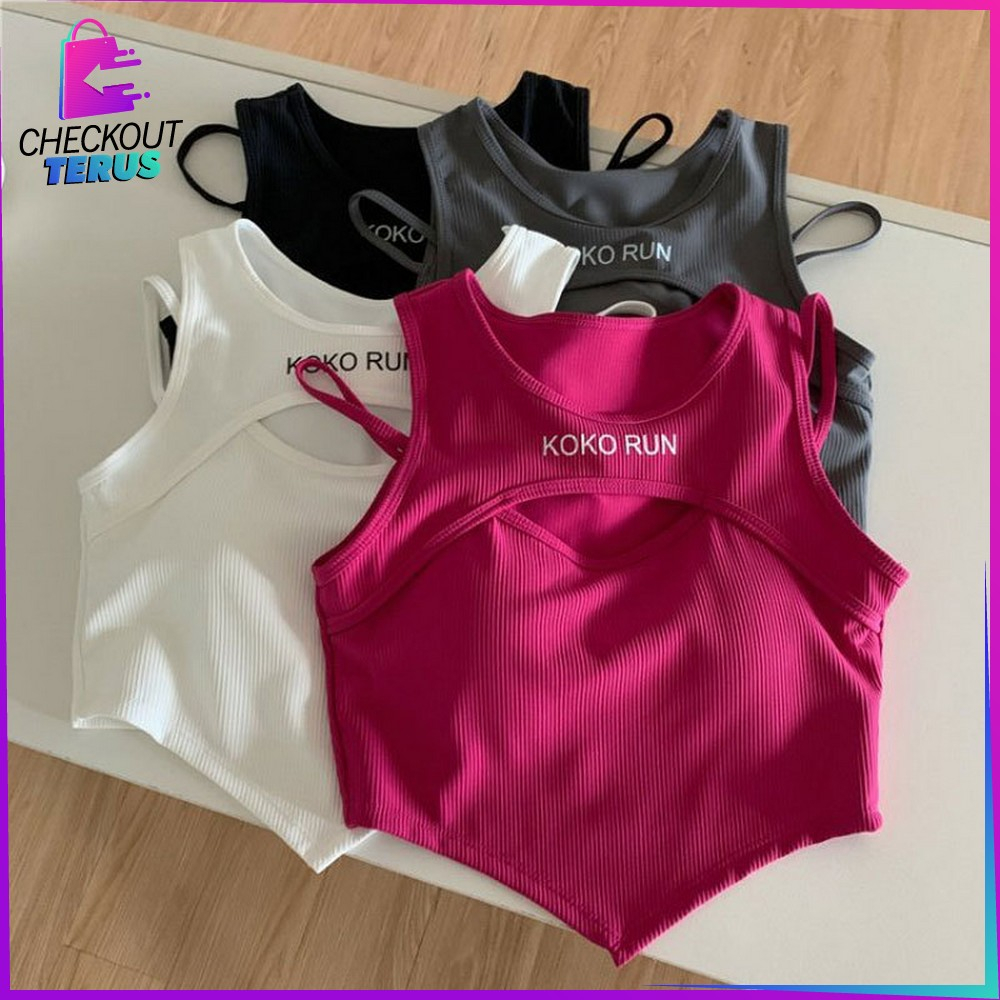 CT P341 Tanktop Wanita Leher Bulat Atasan Simple Polos Korean Style Pakaian Dalam Tank Top Cross Top Bra Wanita Kaos Cewek Kekinian Import