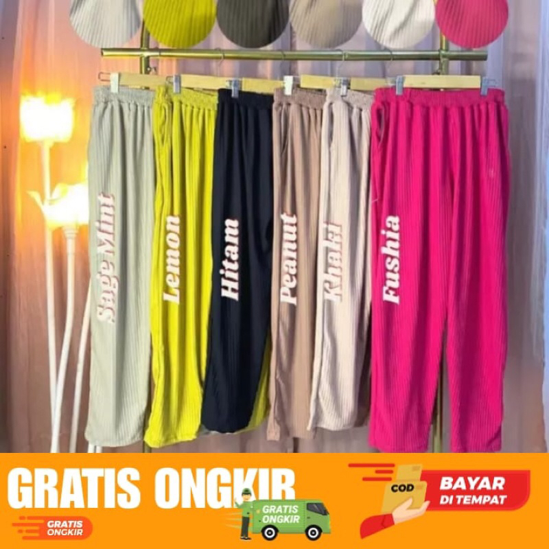 CELANA LUNA KNIT IMPORT BAGGY PANTS KNIT BIG SIZE PREMIUM JUMBO
