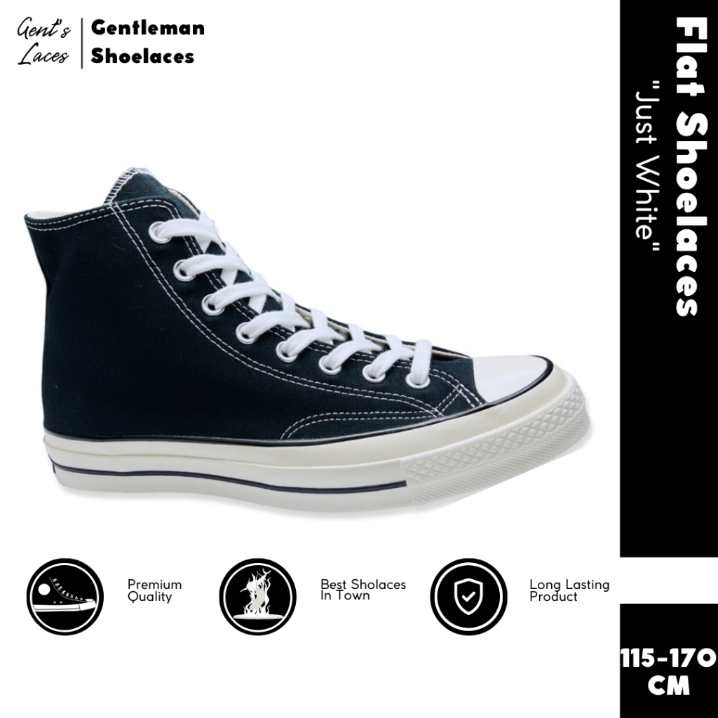 Tali Sepatu Putih Flat Pipih 115-170CM/Just White Flat Shoelaces/Aksesoris Sepatu