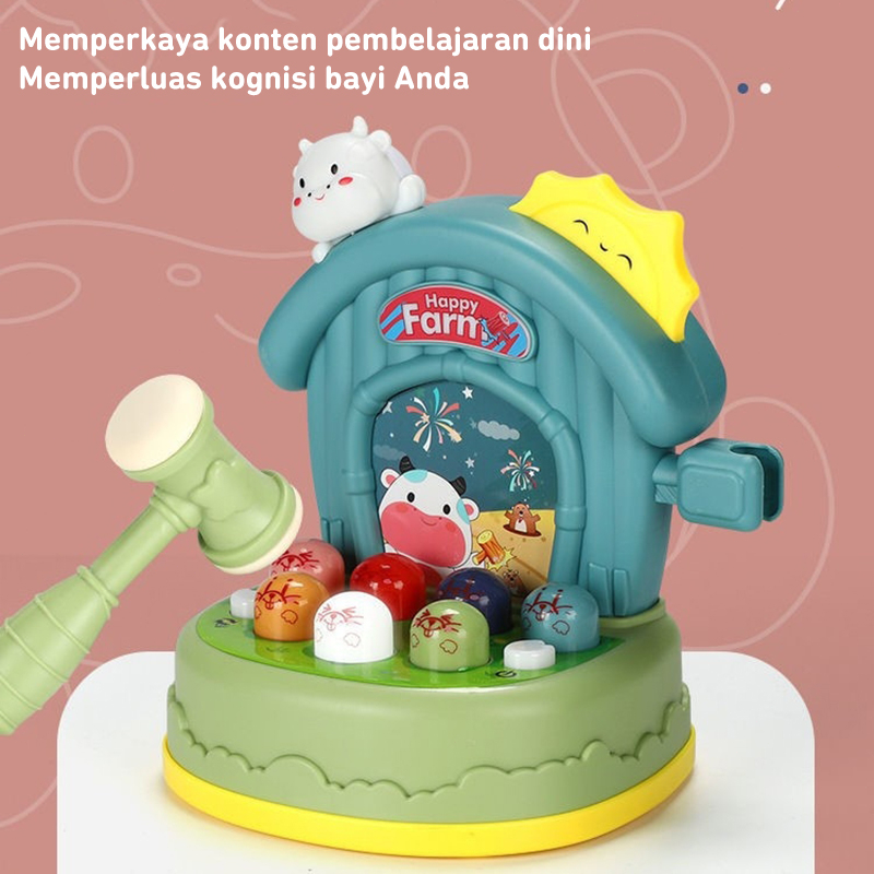 DADAWARD Mainan Pukul Tikus Lengkap Musik Piano Mini / Whack A Mole With Farm Music Piano