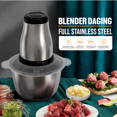 Chopper Blender daging Bahan Stainless Stell Magic 2L Penggiling Daging dan Bumbu Masak / Blender Chopper Serbaguna Tahan Karat