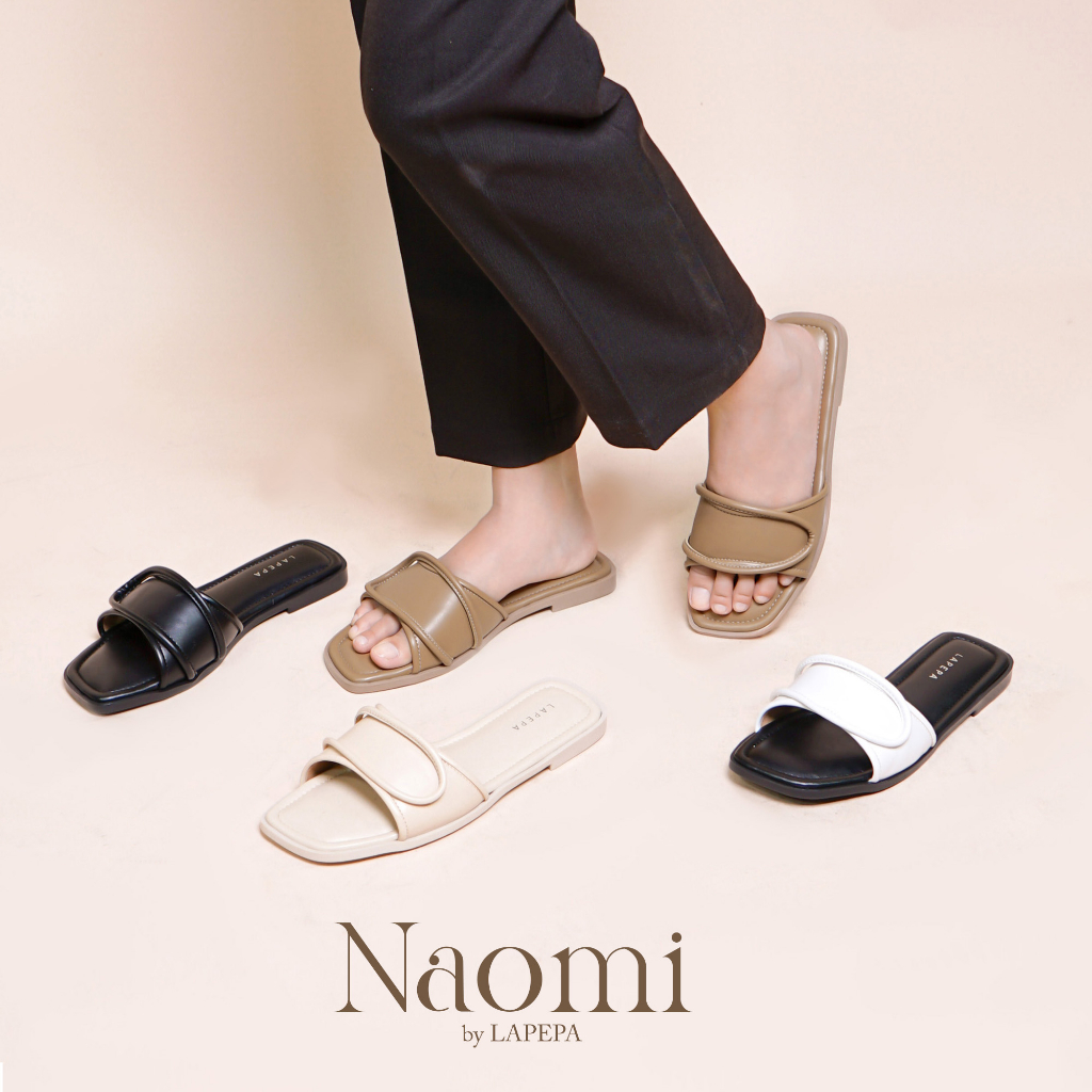 Adarastore - LAPEPA NAOMI Sandal Casual Wanita Sendal Cewek Slop Flat Ttakan Empuk Kekinian