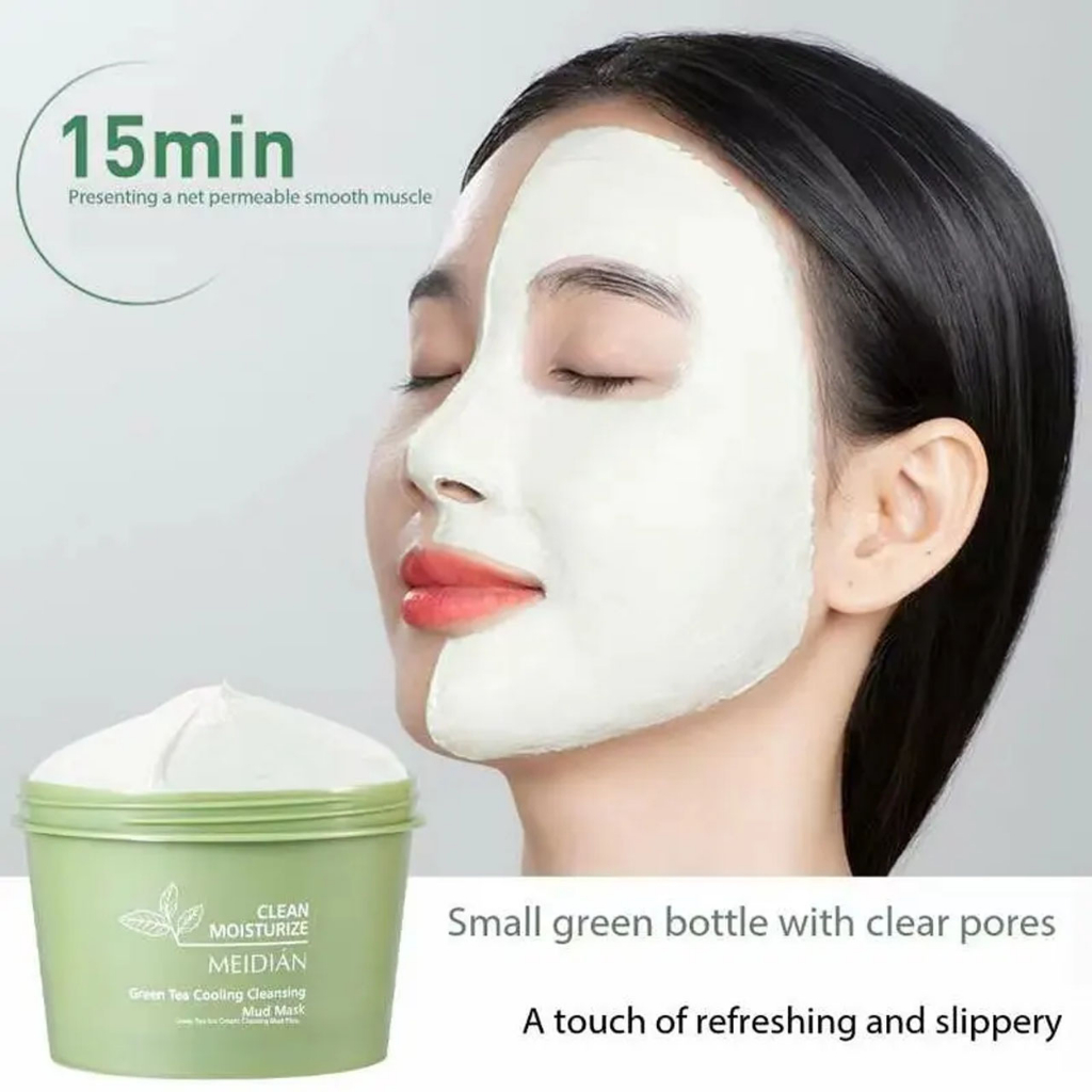 ( 100% Original ) Mud Mask Maigoole Meidian Green Tea Clay Mask Masker Wajah Komedo Ampuh