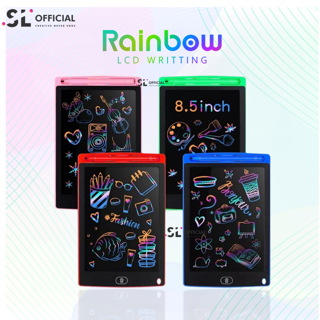 LCD Drawing Writing Tablet 8.5&quot; Rainbow Papan Tulis Anak Dewasa Board Terbaru