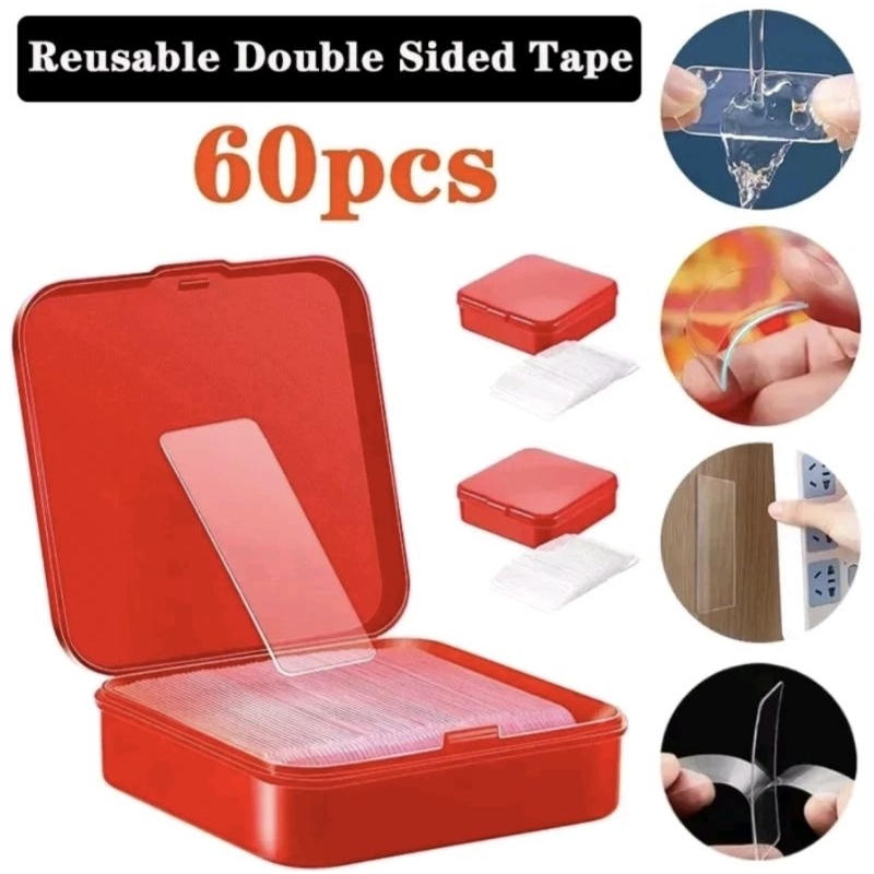 

Double Tape Mini Box Isi 60pcs Sticker Gel Transparan 2 Sisi