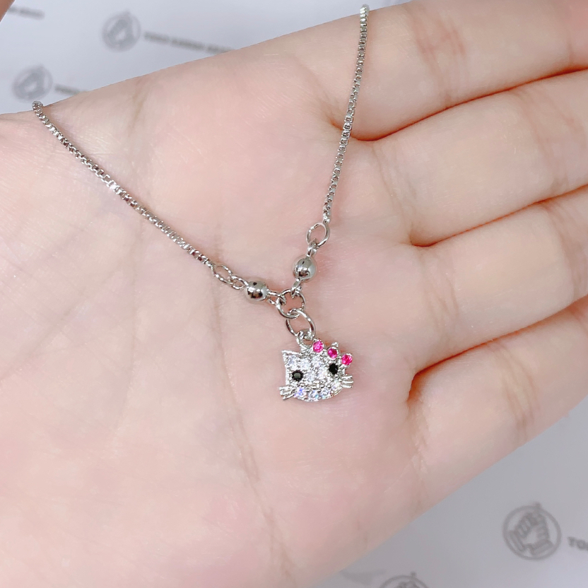 Xuping Silver Kalung Anak Perempuan Liontin Permata Kitty *17