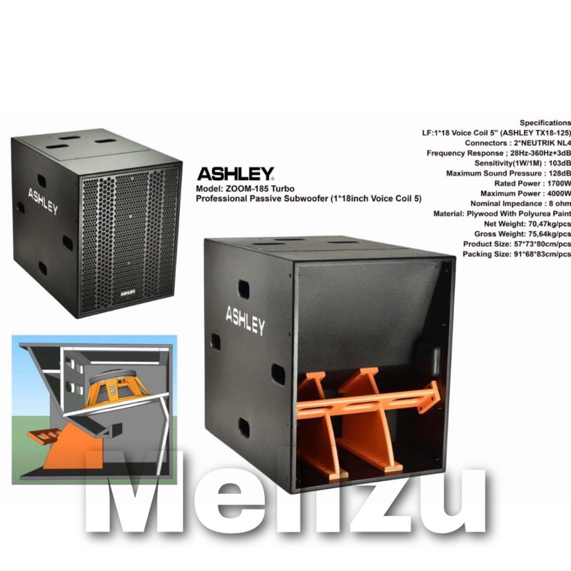 Subwoofer Pasif Ashley Zoom 185 Turbo Original Passive Sub 18 inch