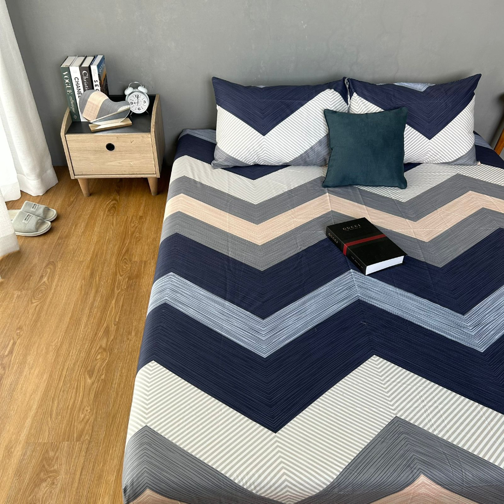 Sprei Katun Premium Anti Geser | minimalis Barkeley &amp; Jonas Navy | ukuran 90 100 120 160 180