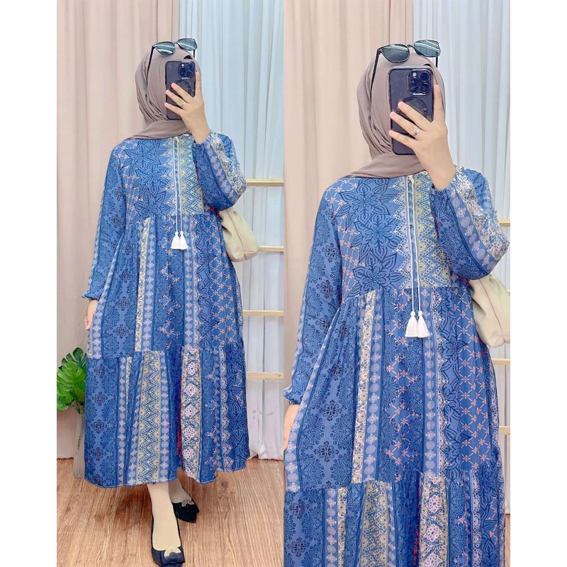 MIDI DRESS CANTIK RAYON PREMIUM KEKINIAN TERLARIS