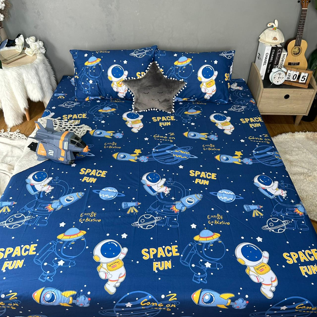 SPREI KATUN STAR MOTIF ROKET SPACE FUN &amp; STAR GALAXY UKURAN 100 120 160 180 BISA CUSTOME SIZE